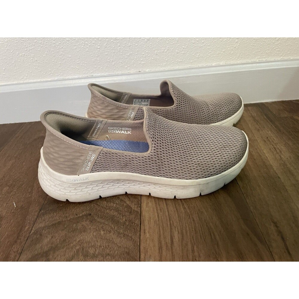 Skechers Women's Walk Air Cooled Goga Mat Beige Stretch Slip On Shoes Size 8